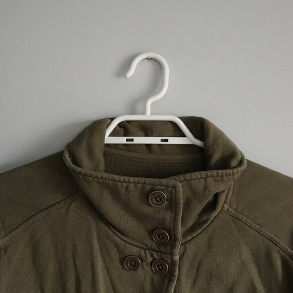 PrAna Women's Sz Lrg Green Army Military Double-Breasted Lightweight Pea Jacket - Picture 4 of 13